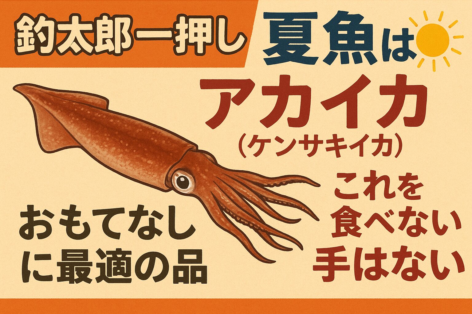夏のアカイカは“食べなきゃ損”の逸品 ・夏の短い期間しか味わえない“隠れたイカ界の頂点”。 ・釣太郎が誇る夏魚の中でもダントツのおすすめ。