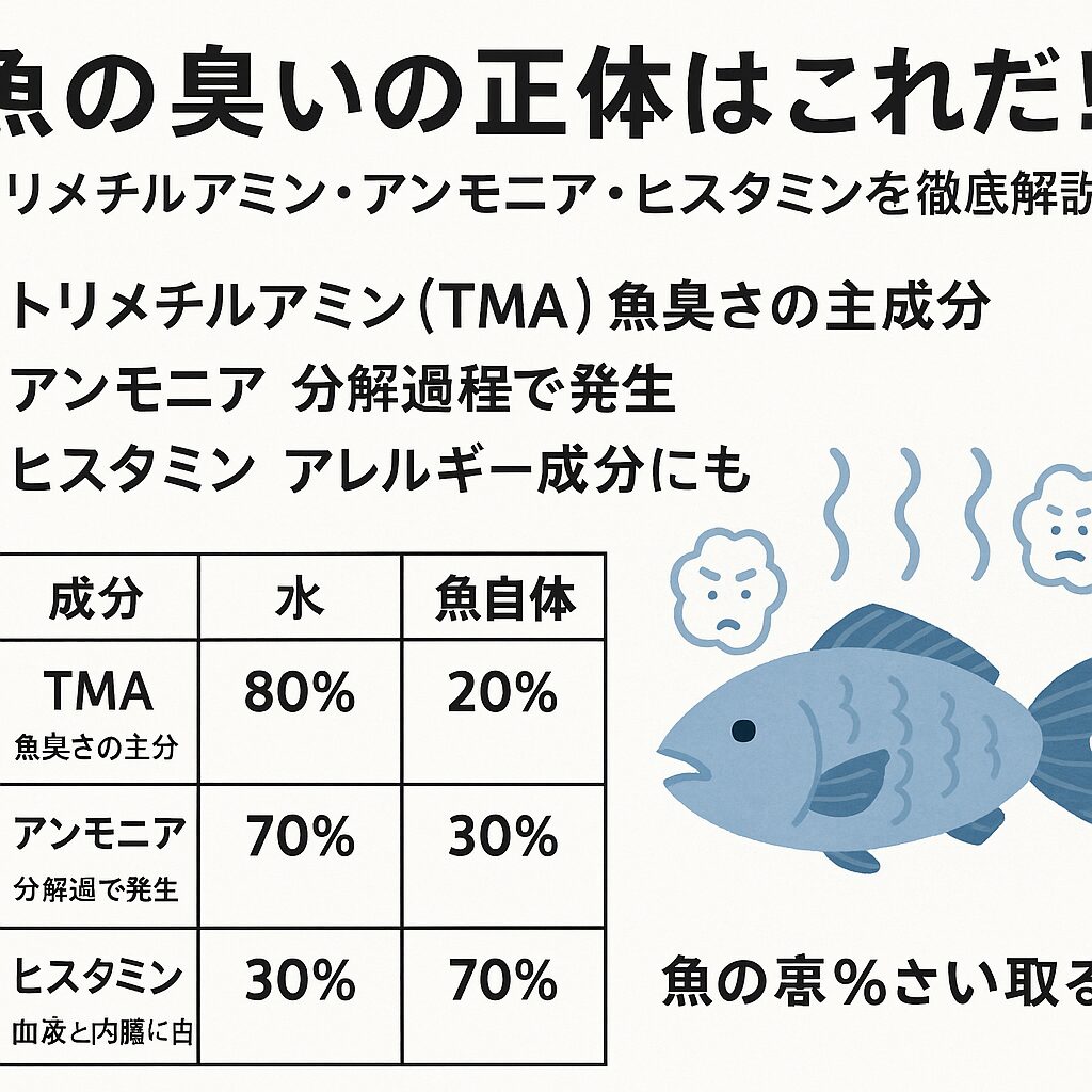 魚のクサイの臭いの8割は“水分に溶けた成分”。釣太郎