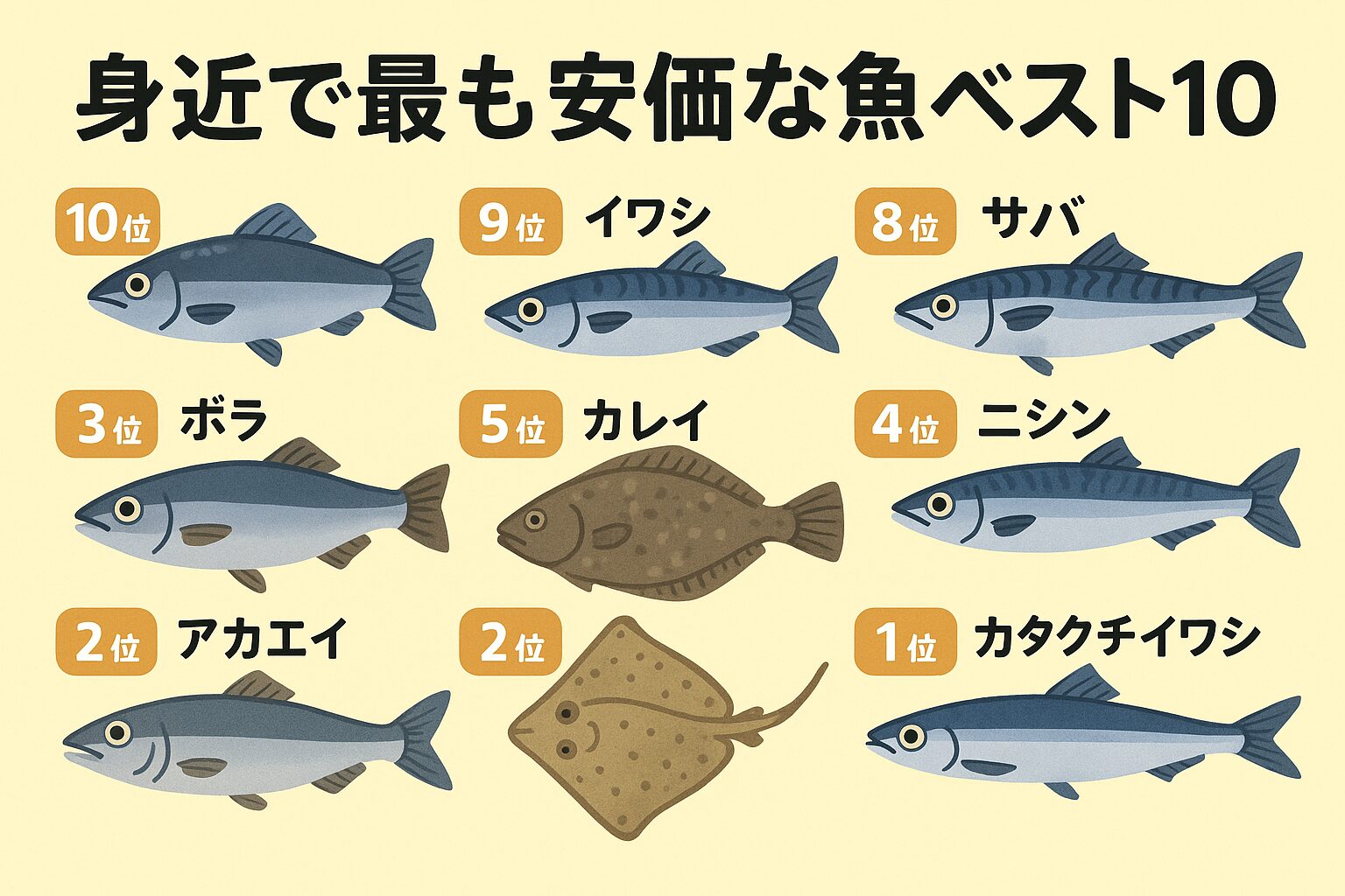 【2025年最新版】身近で最も安価な魚ベスト10！驚きのコスパ食材。釣太郎