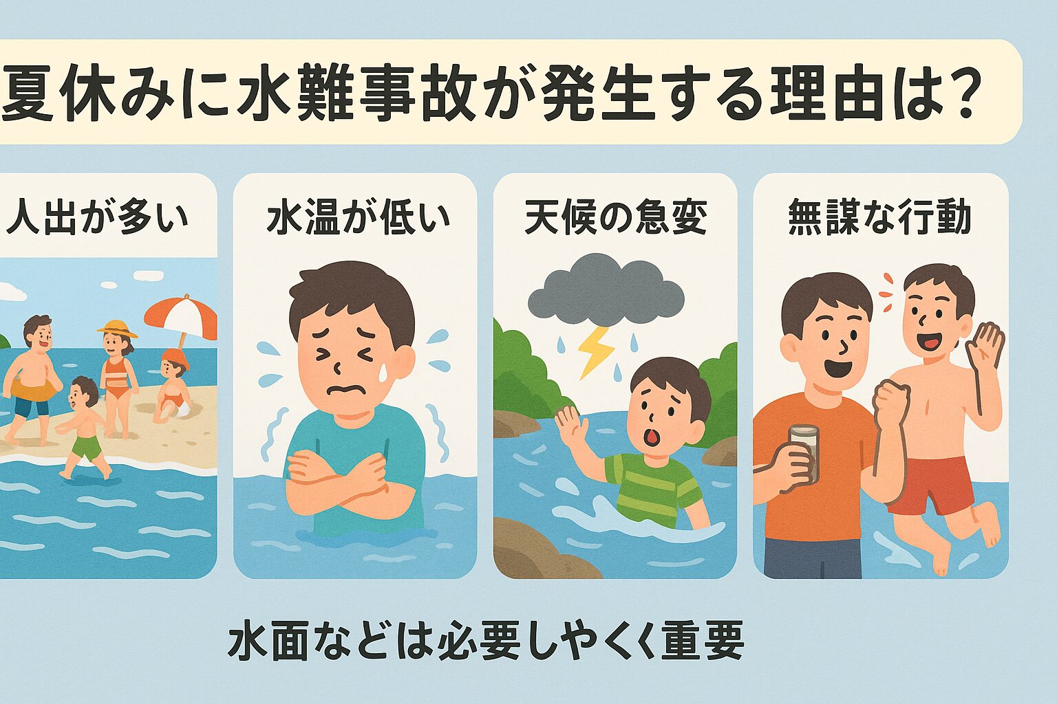 【要注意！】夏休みに水難事故が多発する5つの理由とは？家族連れ・釣り人必見の安全対策も紹介。釣太郎