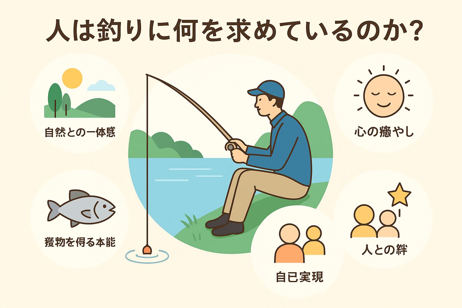 釣りは魚を釣る以上に「自然との一体感」「心の癒し」「本能的満足」を与える。釣太郎