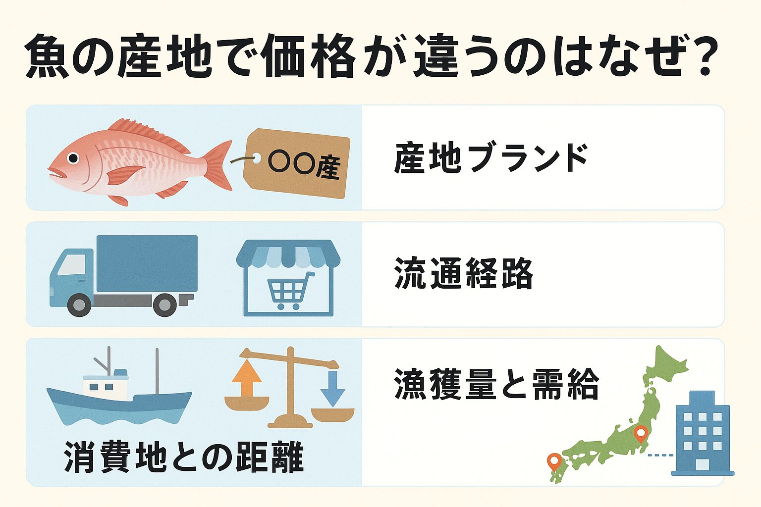 魚の価格は「産地」「流通経路」「鮮度」「ブランド力」によって大きく変わる。釣太郎