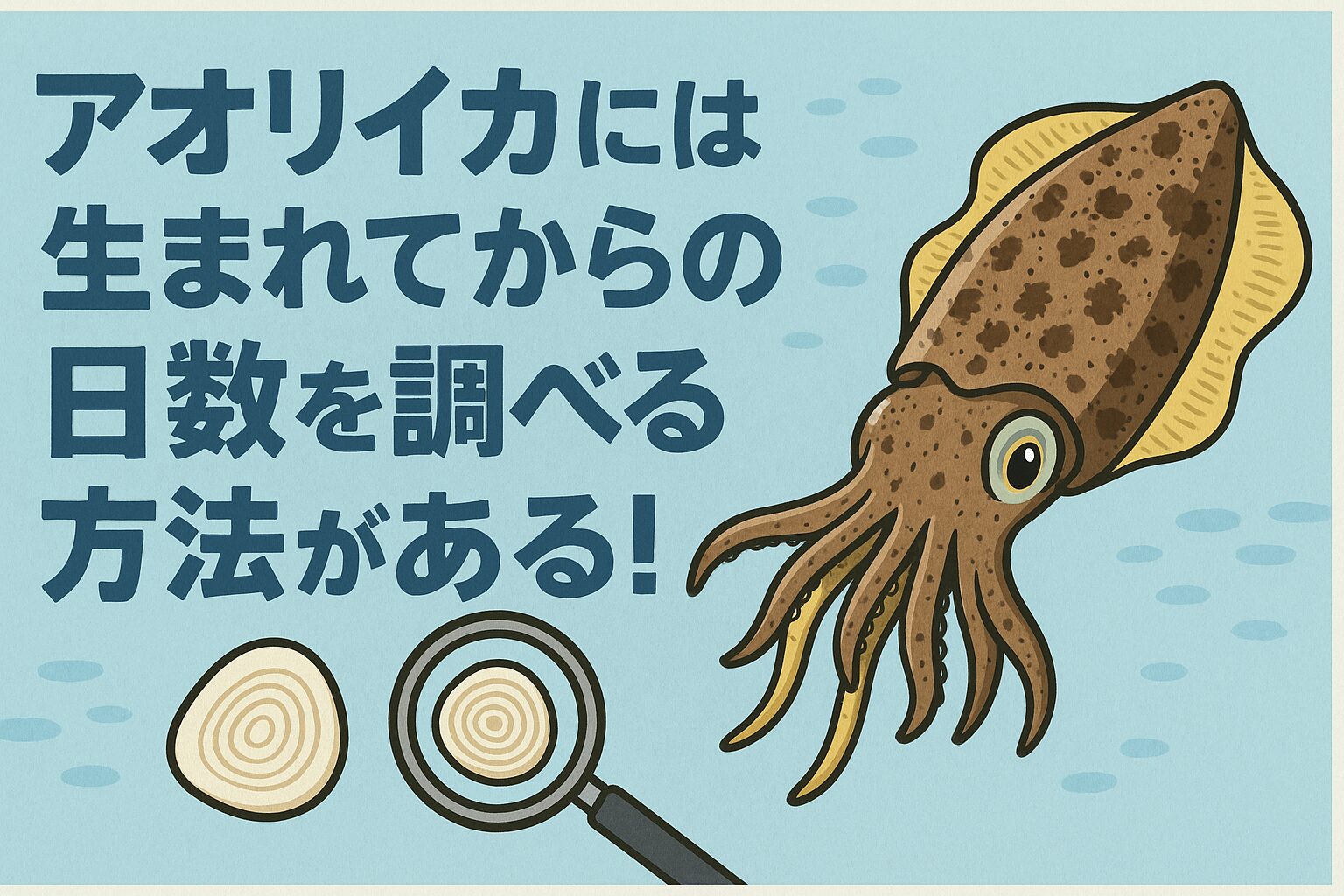 アオリイカ、平衡石の「日周輪」が生まれてからの日数を刻む。釣太郎