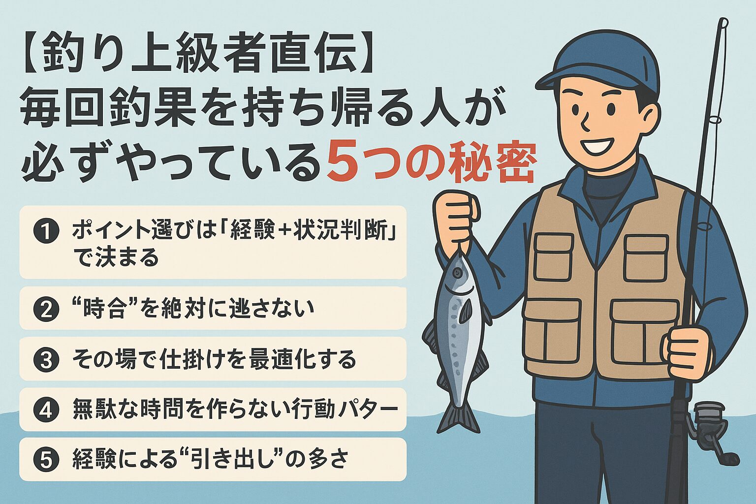 釣り上級者が毎回釣果を持ち帰るのは「運」ではありません。 確率を上げる行動と準備を積み重ねているからです。釣太郎