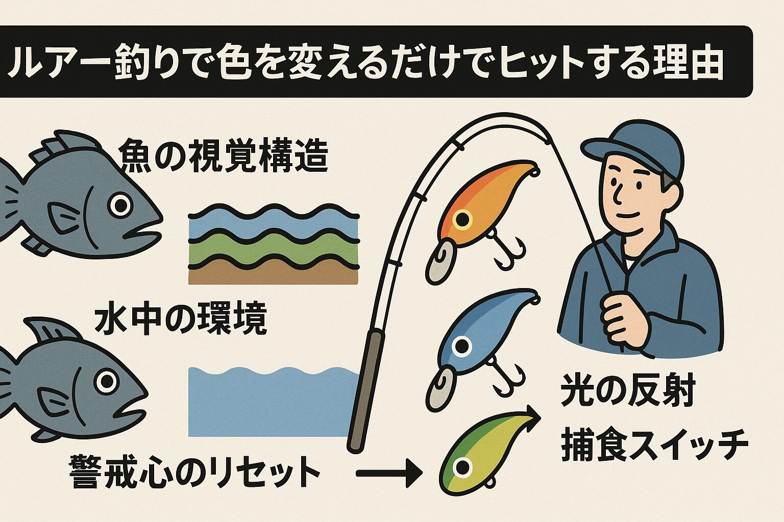 【AIが科学的に解説】ルアーフィッシングで色を変えるだけでヒット率が上がる理由とは？釣太郎
