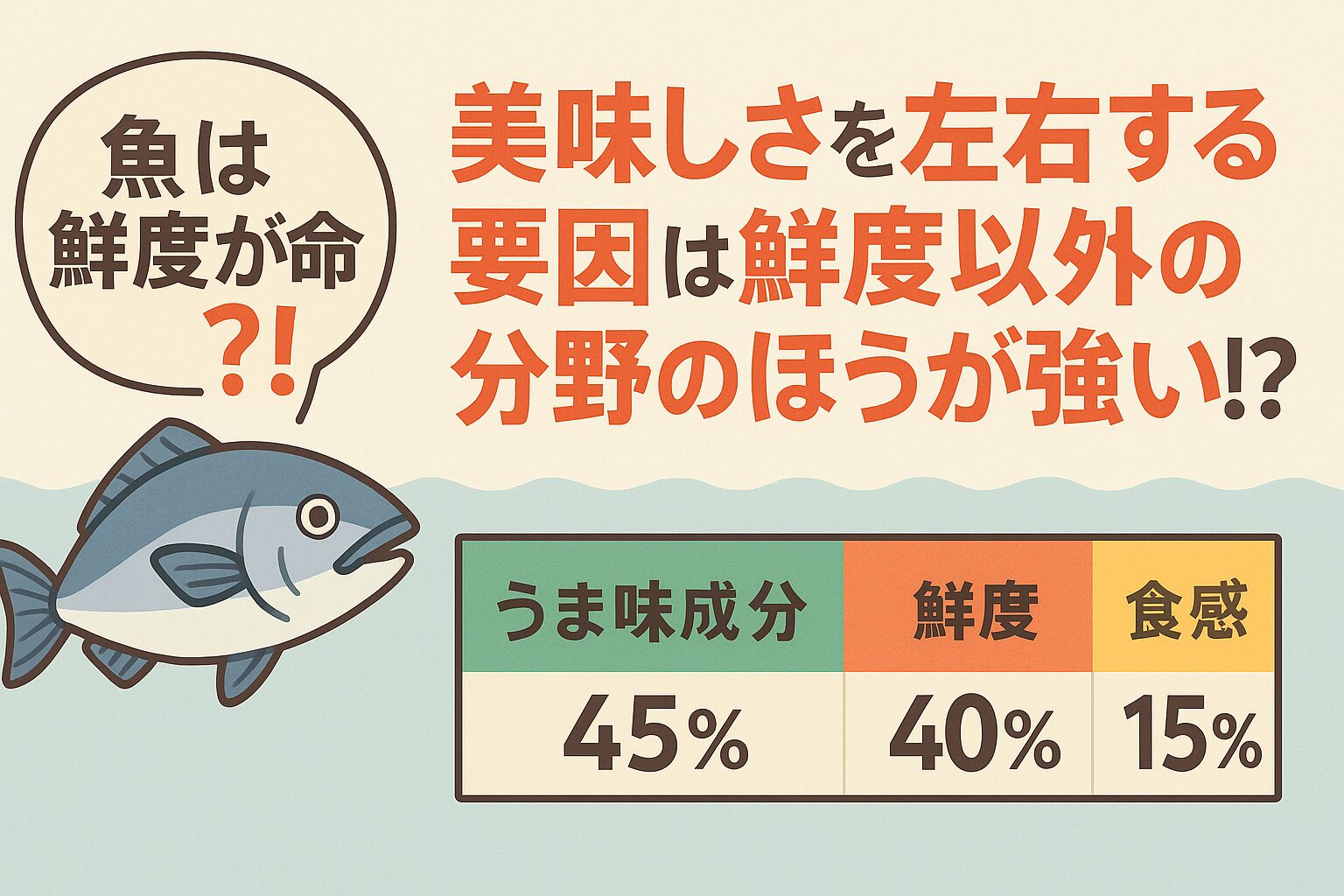 魚の美味しさは「鮮度＝命」だけでは決まらない。 うま味成分や脂質の質が、実はより強い要因となる。釣太郎