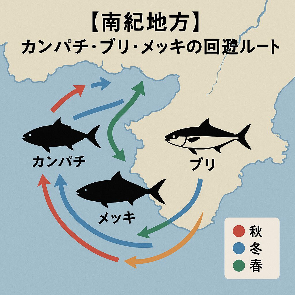 南紀地方で秋に釣れるカンパチ・ブリ・メッキの仔魚は、広大な外洋を回遊する長い一生の“ほんの入り口”に過ぎません。釣太郎