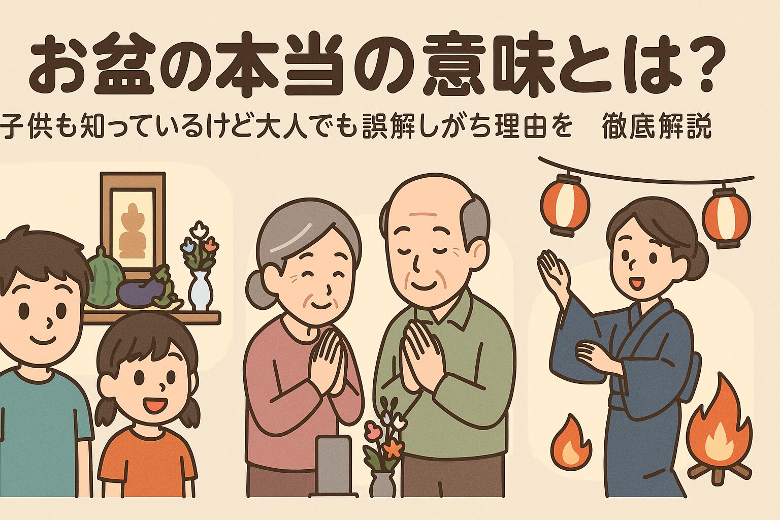 お盆は、子供でも知っている行事ですが、本当の意味を理解せずに過ごしている人も少なくありません。 本来は、先祖を家に迎え、感謝の気持ちを込めて供養する大切な時間です。釣太郎