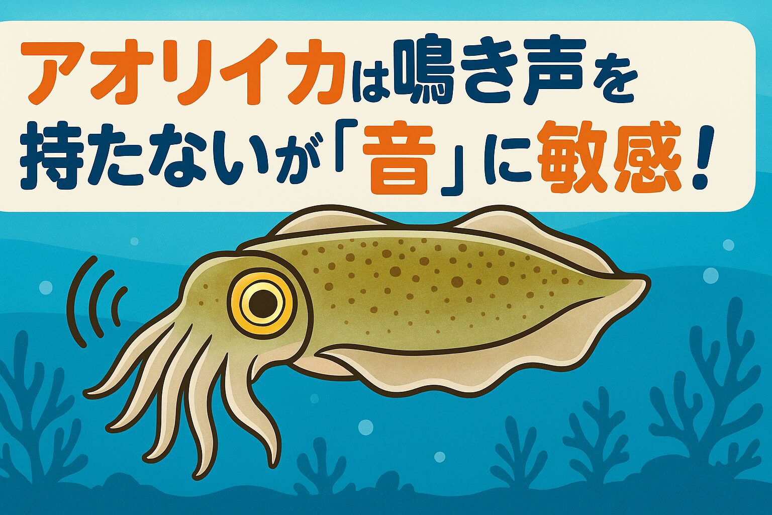 アオリイカは鳴き声を持たない静かな生き物ですが、その代わりに「音」や「水中振動」に敏感です。釣太郎
