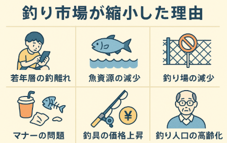 初心者でも気軽に挑戦できる環境を整えれば、釣り人口と市場は再び拡大する可能性があります。釣太郎