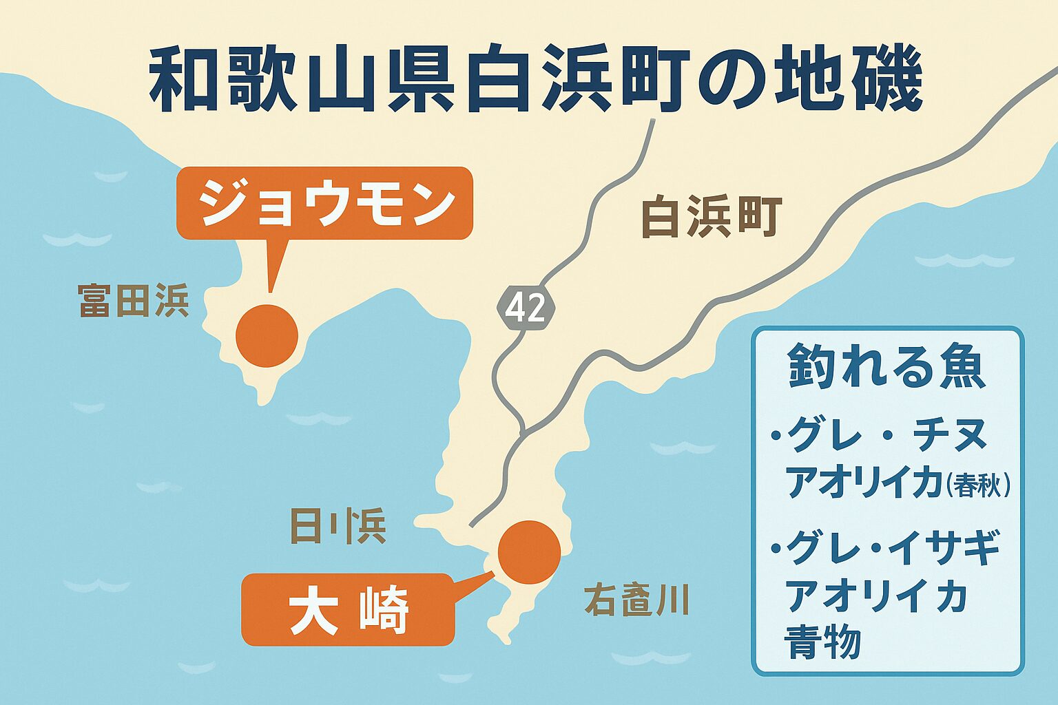 白浜町の地磯は釣果・環境ともに魅力的。ジョウモンは「グレとアオリイカの好ポイント」
大崎は「グレ・イサギ・アオリイカ・青物が狙える万能磯」釣太郎