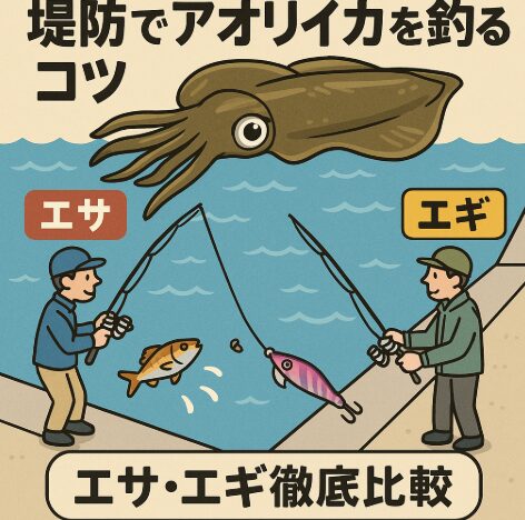 堤防でアオリイカを釣るには「ターゲットの習性理解」と「エサ釣り・エギングの特徴把握」が不可欠です。釣太郎