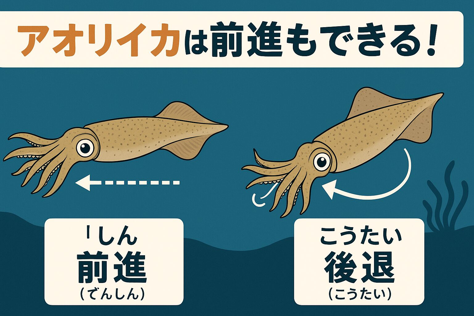 【意外な事実】アオリイカは前進もできる!釣り人必見の生態と動きの秘密。釣太郎