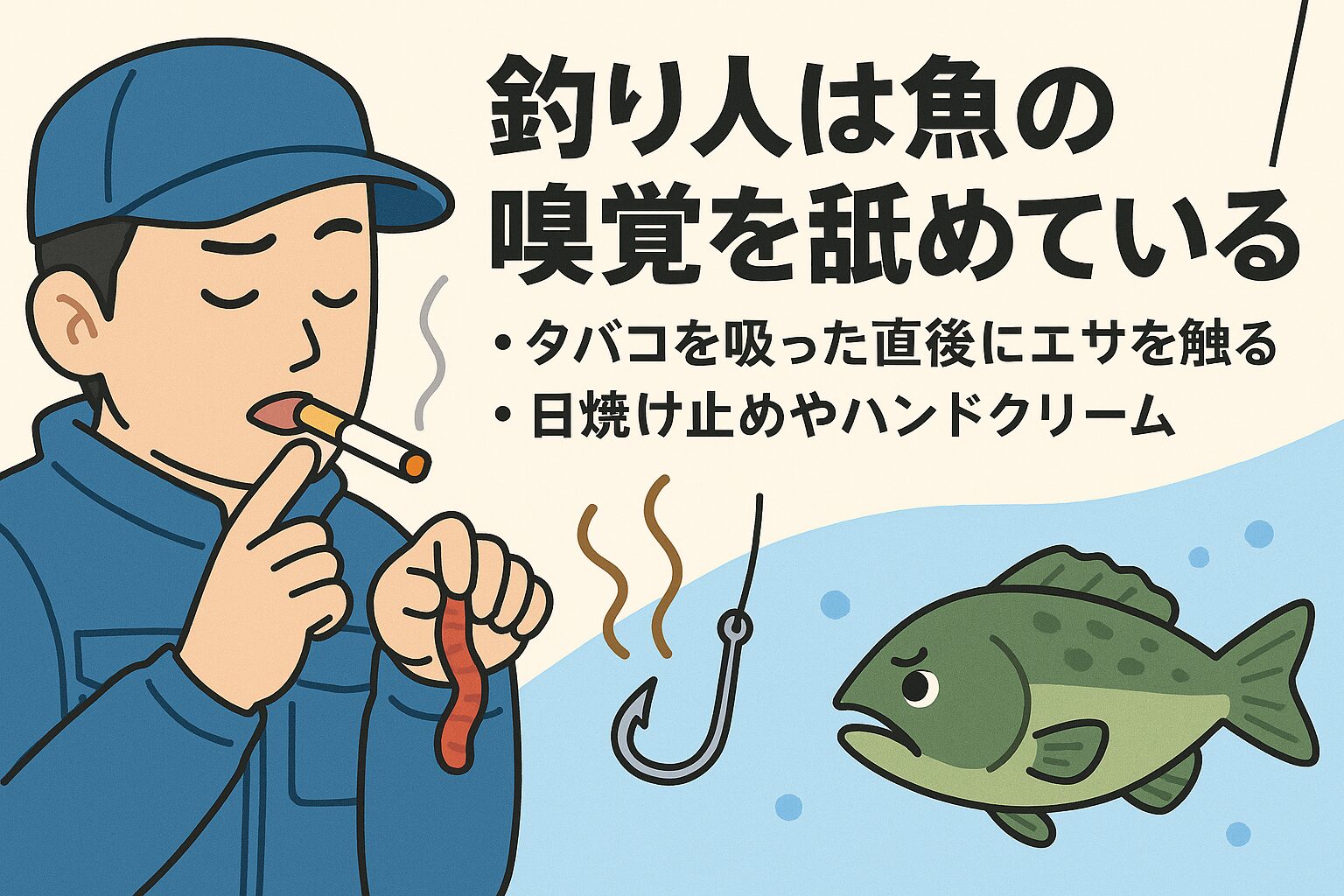 釣り人は「潮」「ポイント」「仕掛け」などに意識を集中させますが、 意外と釣果を左右するのは“手の匂い” です。タバコ、日焼け止め、石鹸、油…。釣太郎