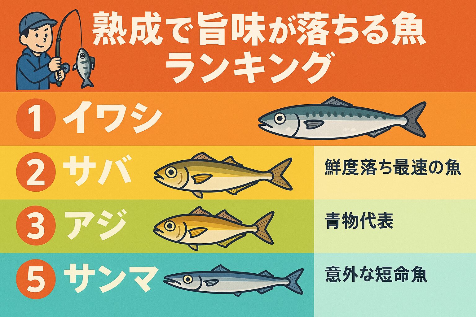 イワシ・サバ・アジ・サンマ・カマスは「熟成で旨味が落ちる魚」の代表格。理由は「脂質の酸化・筋繊維の脆弱さ・鮮度落ちの速さ」。釣太郎