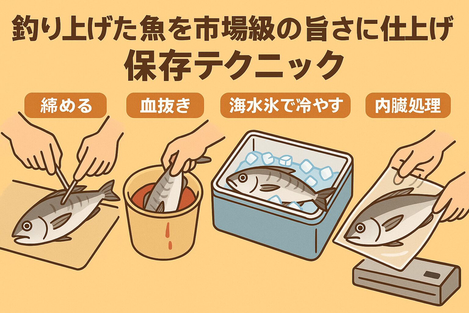 魚の旨さは釣った瞬間からの処理が9割を占める ・「締める」「血抜き」「海水氷で冷やす」の3ステップが鉄則。釣太郎