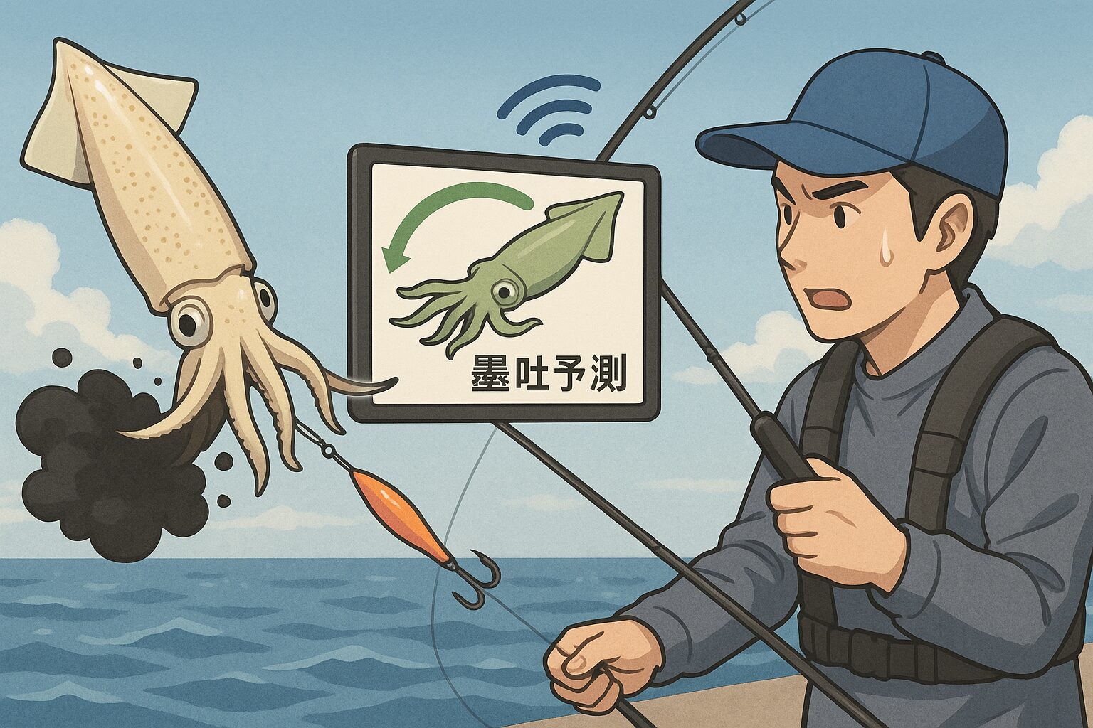 アオリイカの「追い墨」一度墨を吐いたからといって油断することなく、常に「もう一度吐くかもしれない」という意識を持つことが大切です。釣太郎