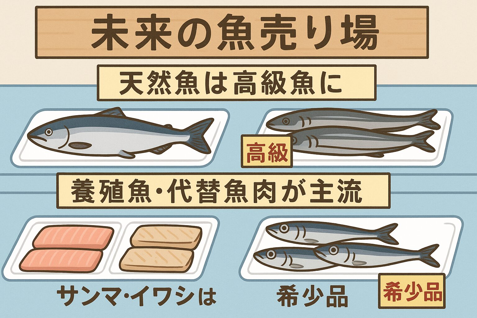 AIシミュレーションでは、10年後からサンマやイワシの漁獲量が急減し、20〜30年後にはアジ・イカ・タラ・ウナギなどが“高級魚化”すると予測されます。釣太郎