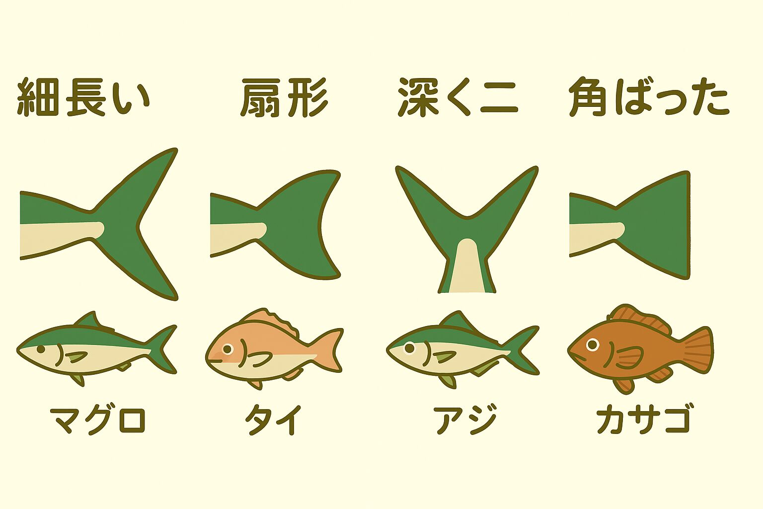 魚の尾鰭（おびれ）の種類と特徴｜形でわかる泳ぎ方と生態の秘密。釣太郎