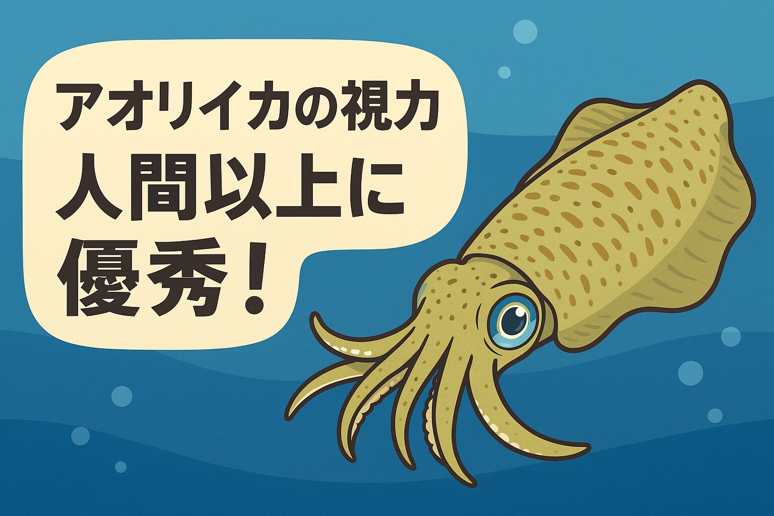 アオリイカは人間に匹敵、もしくはそれ以上の視力を持つ驚異のハンターです。 特に暗所や偏光識別能力においては、人間をはるかに凌駕する。釣太郎