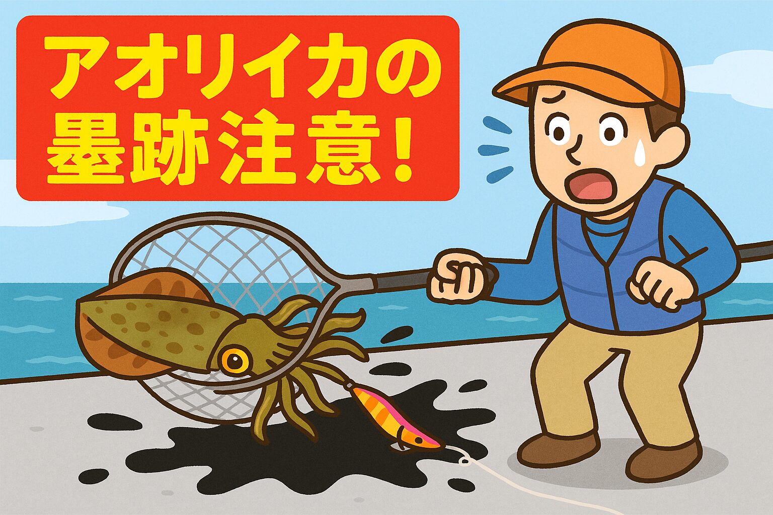 オリイカを堤防で釣り上げたときに墨跡が残る確率は約30〜35％。釣太郎