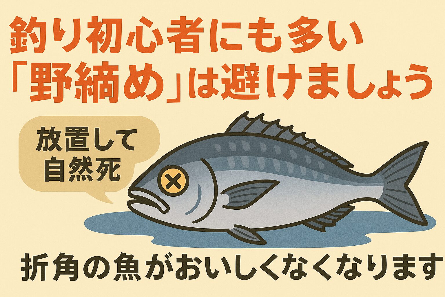 釣り魚、野締めは魚を台無しにし、価値を半減させる。活締め+血抜きで魚の美味しさを守れる。釣太郎