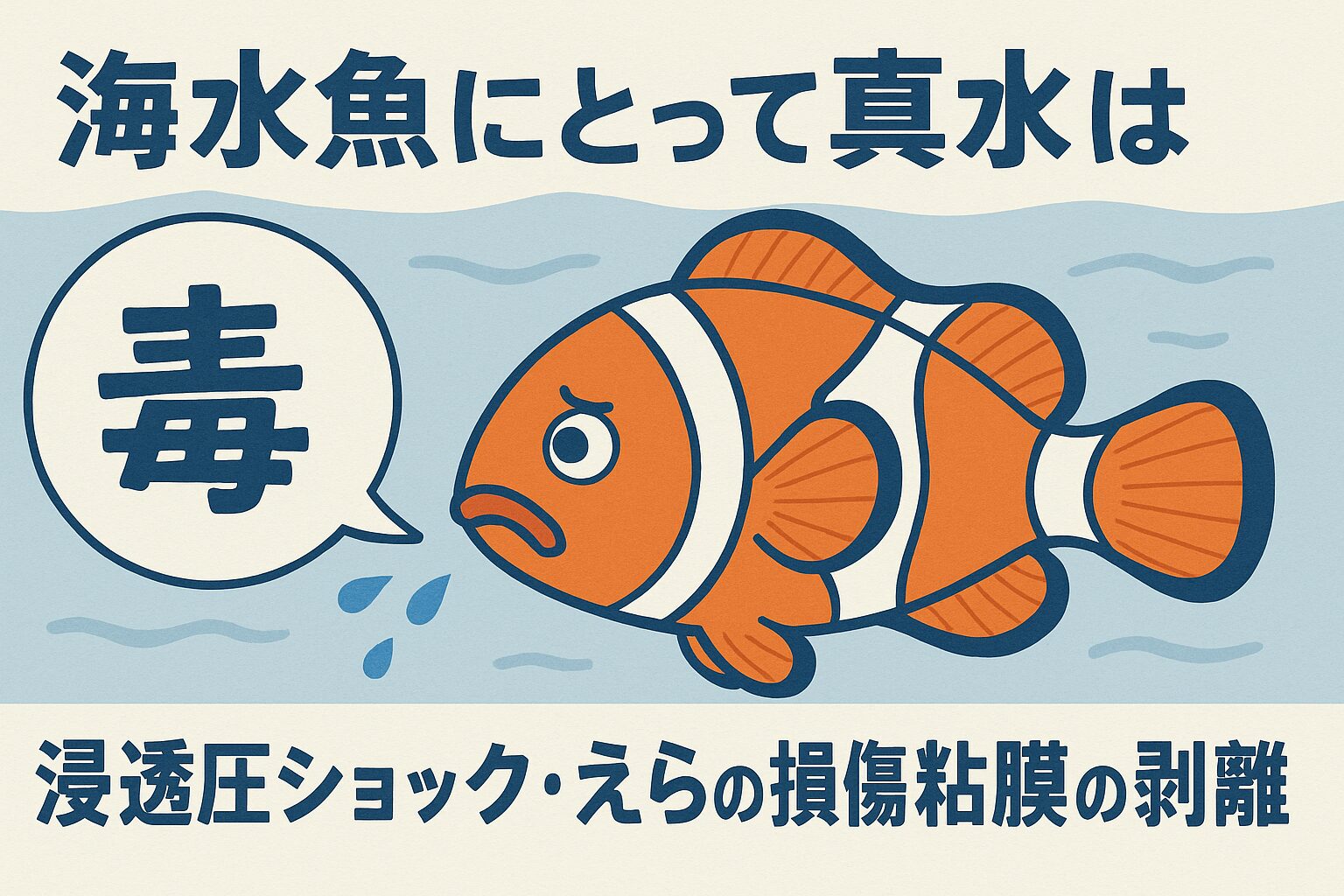 海水魚にとって真水は「毒」に等しい存在。 浸透圧ショック・えらの損傷・粘膜の剥離によって、命も鮮度も奪われてしまう。釣太郎