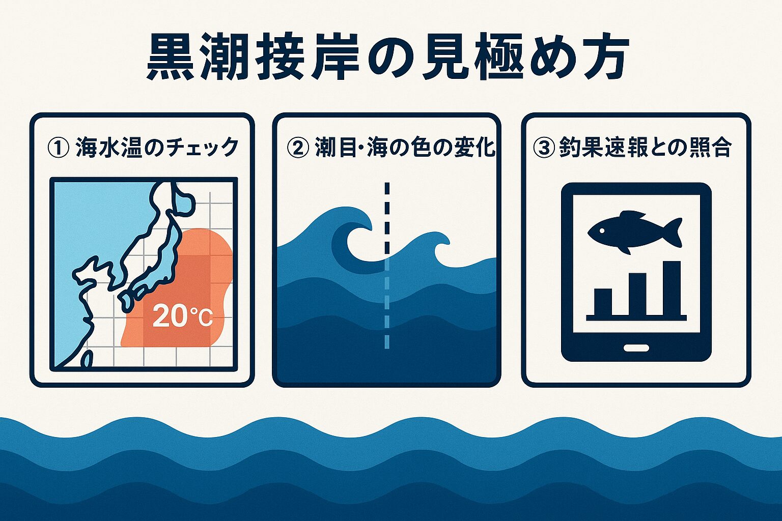 黒潮の接岸・離岸を「海水温」「潮目」「釣果速報」で見極める。 黒潮接岸は青物・アオリイカ狙い、離岸はグレや底物狙い。釣太郎