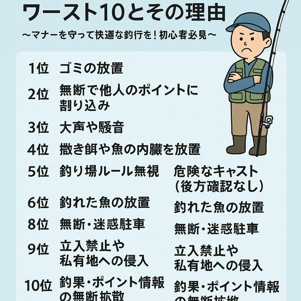 釣り場マナーは、自分のためだけでなく、釣りを続けられる未来のために守るものです。釣太郎