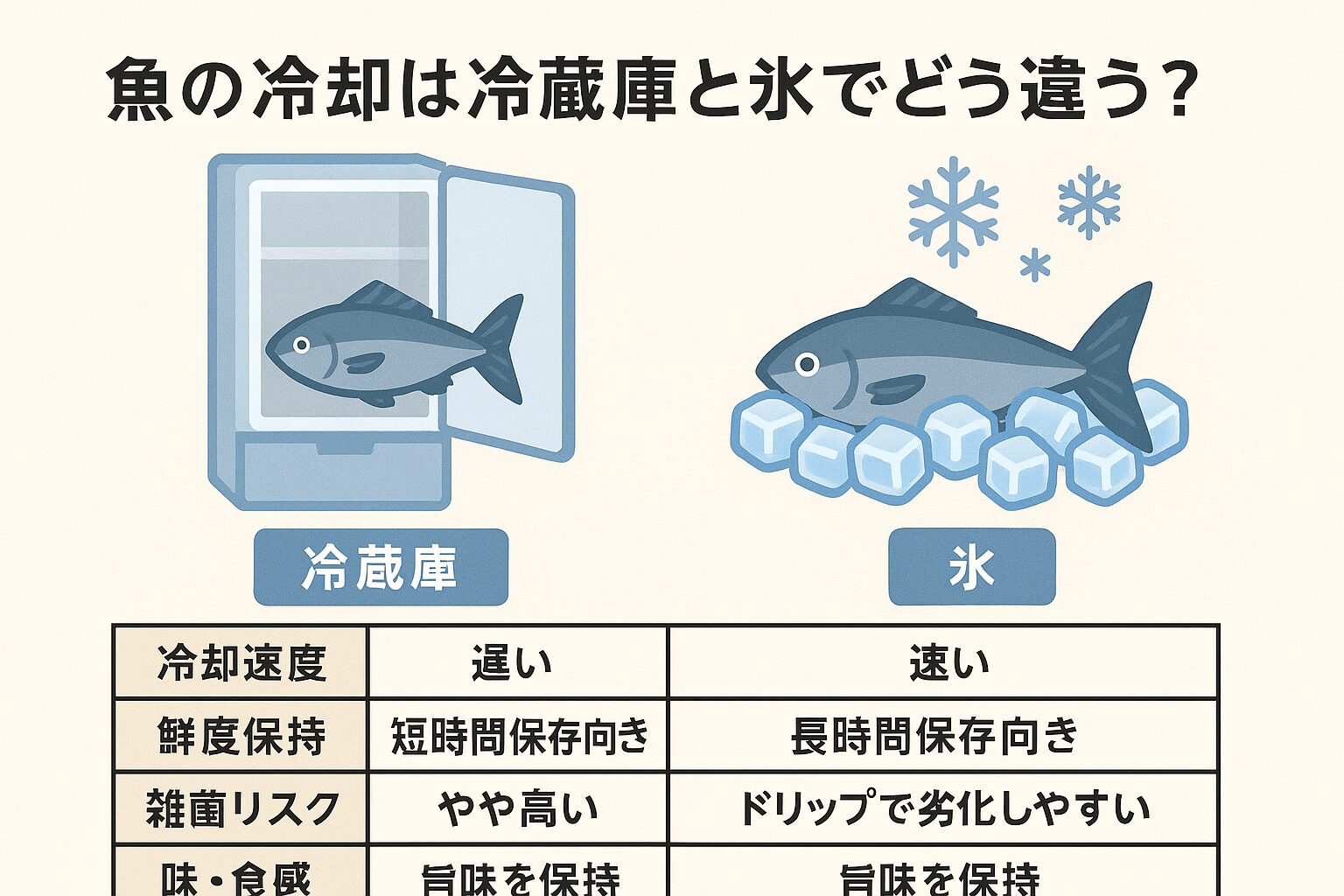 鮮度を守るなら「釣った直後は氷、家庭では冷蔵庫で保存」の併用が最適。魚の美味しさを最大限に引き出すためには、冷却の仕方が大きなカギを握。釣太郎
