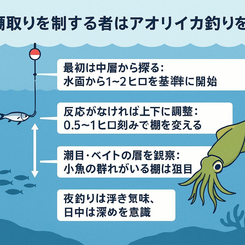 アオリイカ釣りでは、ポイント選びやエサの鮮度も重要ですが、最終的に釣果を決めるのは「タナ取り」です。釣太郎