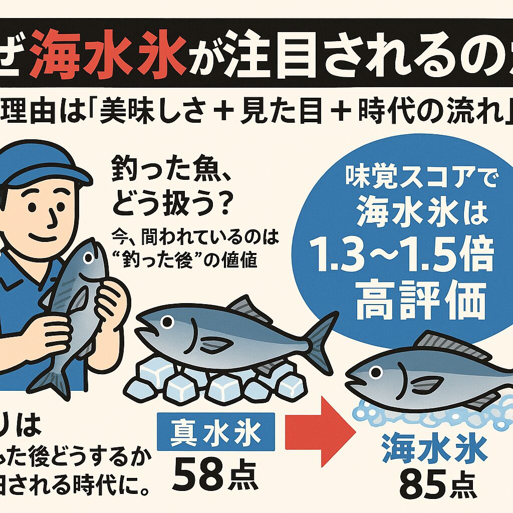 海水氷は、ただの氷ではありません。それは**「釣果の価値を最大化する道具」**です。✅ 味が最大1.5倍美味しくなる✅ 見た目が損なわれずキレイなまま✅ 冷却スピードが速くて安心✅ 時代のニーズにマッチしている。釣太郎