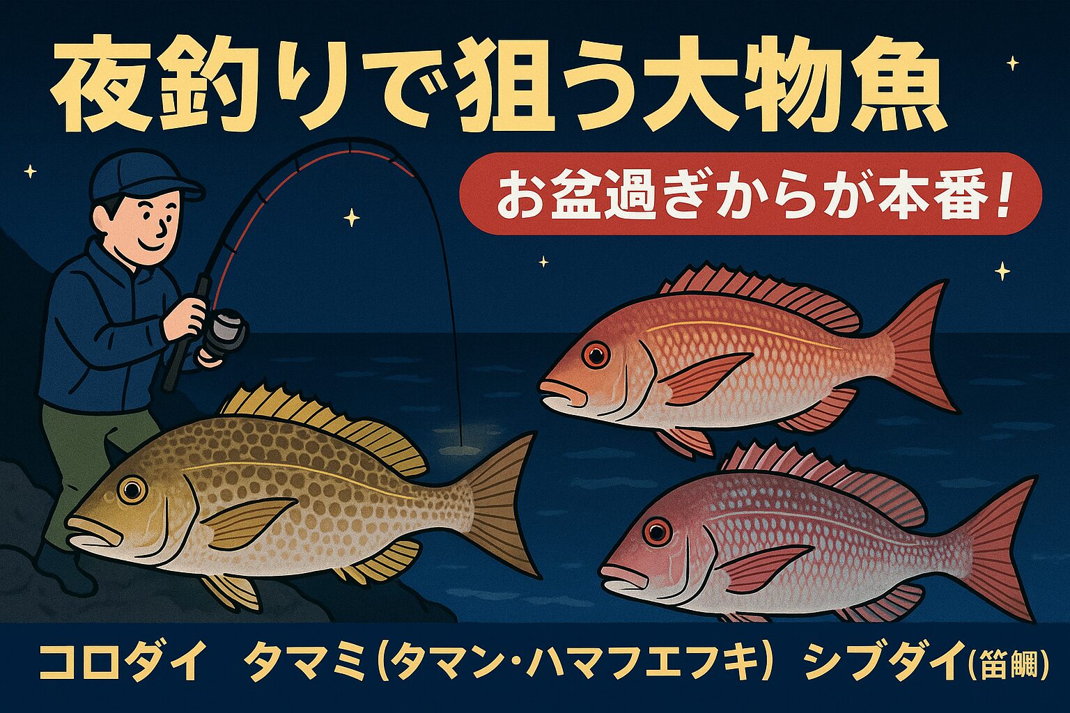 お盆を過ぎてからが大物の季節!夏の夜釣りは、ただの釣りではなく「非日常の体験」です。釣太郎