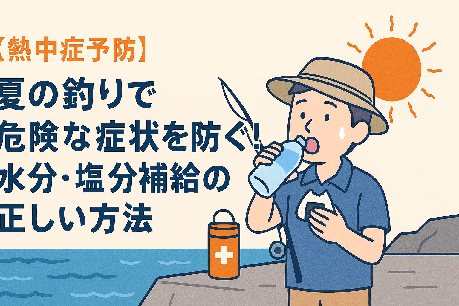 夏の釣りでは、思った以上に体の水分と塩分が失われています。 喉が渇く前に、水分＋塩分をこまめに補給することが最大の予防策です。釣太郎