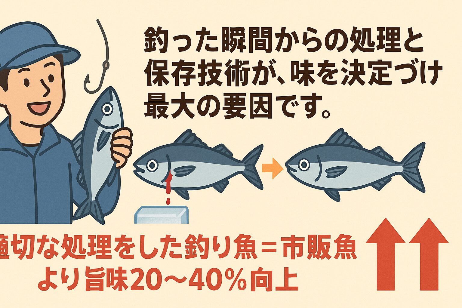 魚の味を決める最大の要因は、「釣った直後の処理」と「保存技術」です。血抜き&神経締めで臭みを防ぐ。海水氷で急速冷却
適切な熟成時間を確保
。この3つを徹底すれば、あなたの釣果は料亭クラスの美味しさになります。釣太郎