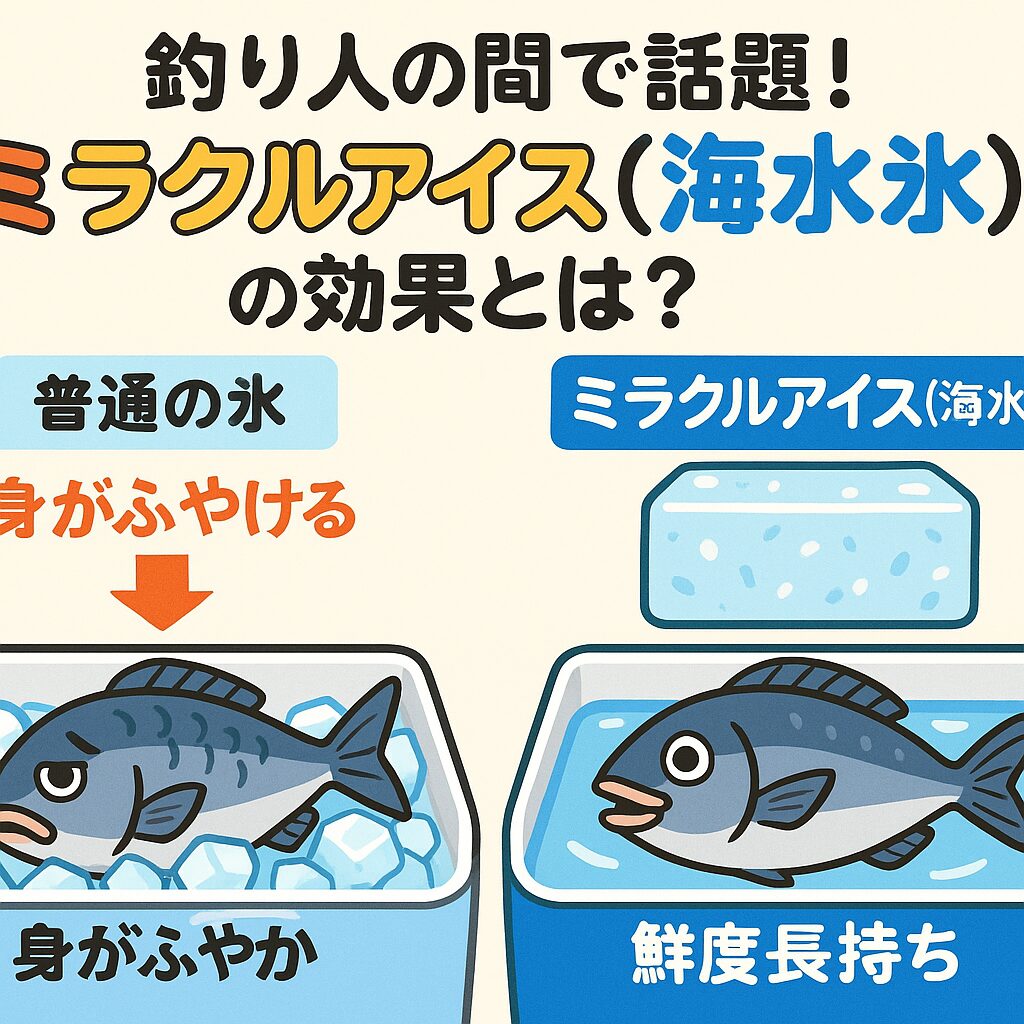 ミラクルアイス(海水氷)は、・魚をふやけさせない・急速冷却で菌の繁殖を防ぐ・食感と旨味を長持ちさせる・真夏でも安定した低温を保つという、釣り人にとってまさに“鮮度維持の最終兵器”。釣太郎
