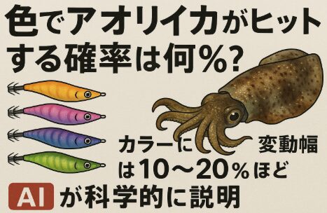 エギの色は、アオリイカ釣果に影響を与える要素の一つですが、その効果は せいぜい10〜20%程度。