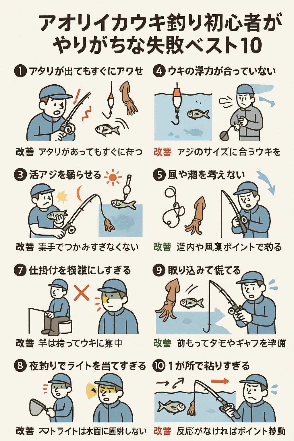 アオリイカ うき釣り初心者がやりがちな失敗ベスト10。釣太郎