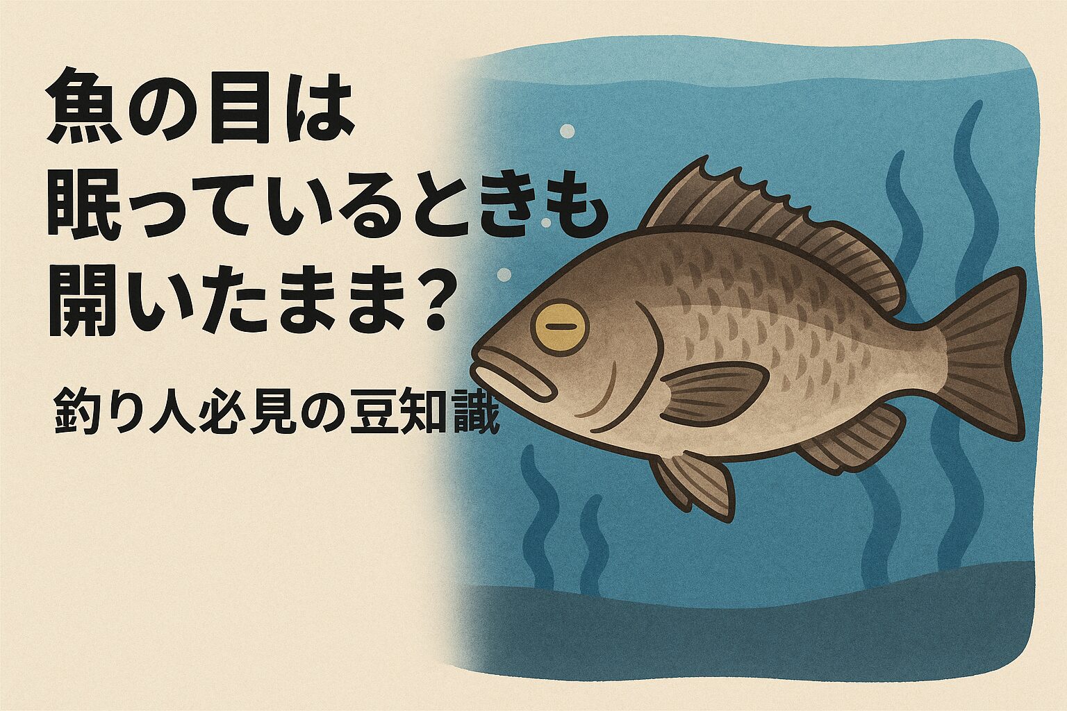 魚は 眠っているときも目を開けたまま です。 まぶたがなく、乾燥の心配がないため閉じる必要がない。釣太郎