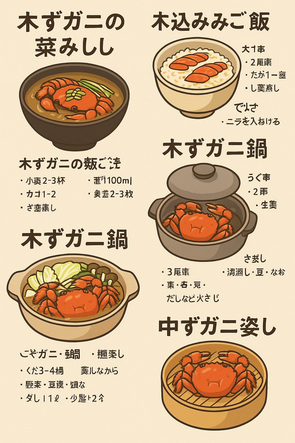 クズガニは調理法次第で多彩な味わいを楽しめます。味噌汁 → 出汁に旨味が溶け込む・炊き込みご飯 → ご飯全体に風味が広がる.釣太郎