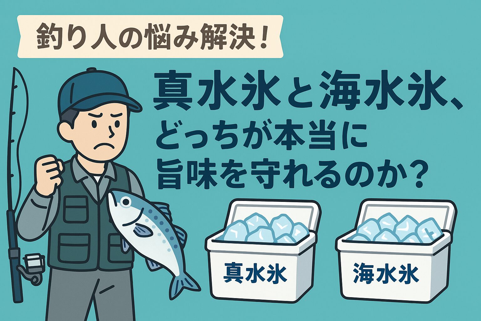 海水氷は冷却スピードが速く、旨味・食感を守れる最強の方法・釣り人が魚を最高の状態で味わうには「海水氷での即冷却」が鉄則.釣太郎