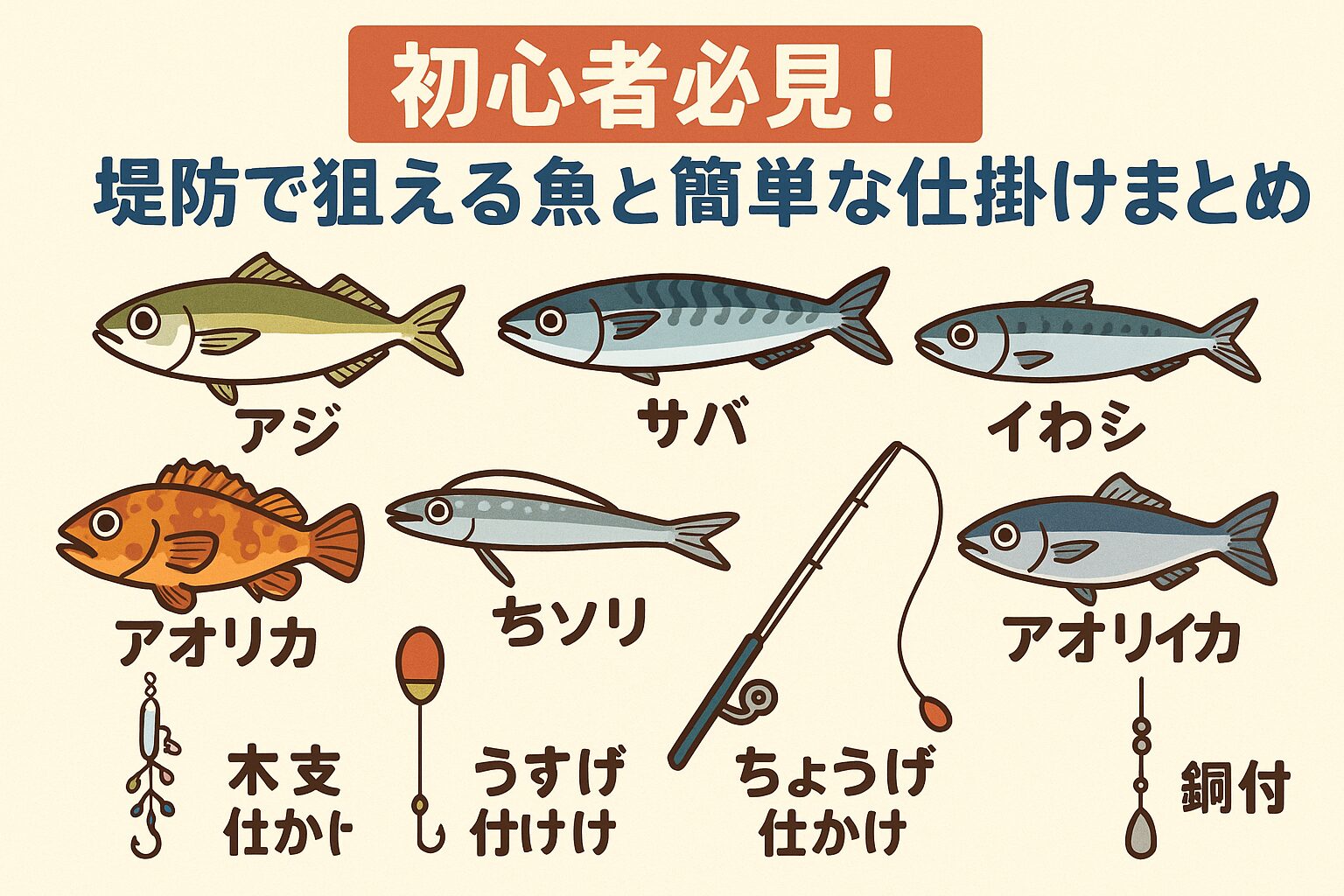 堤防釣りは初心者に最適で、アジ・イワシ・サバといった人気魚が簡単に狙える。釣太郎