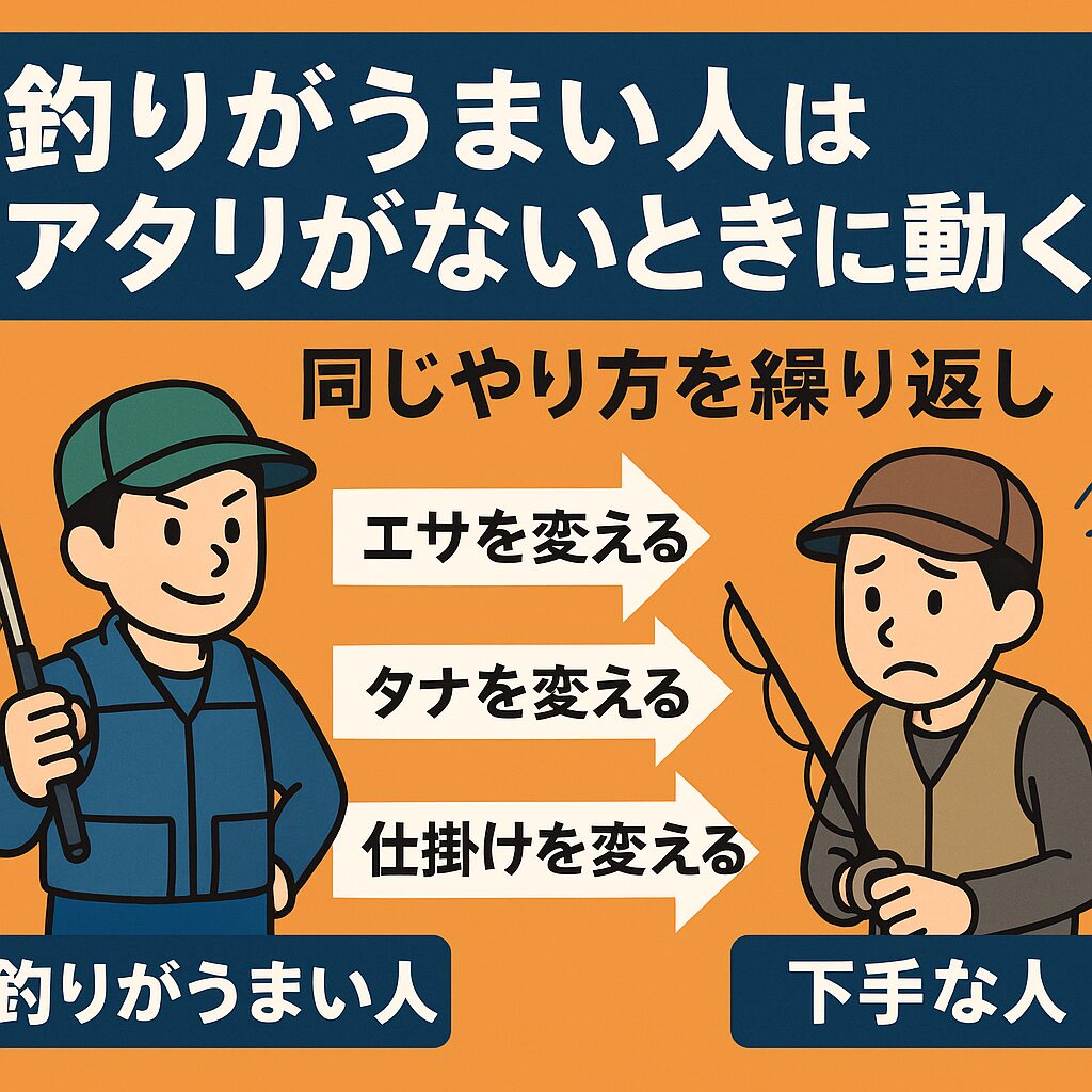 釣りがうまい人は、アタリがなければ次から次へと手を打ちます。 その結果、魚に出会う確率が飛躍的に上がります。釣太郎