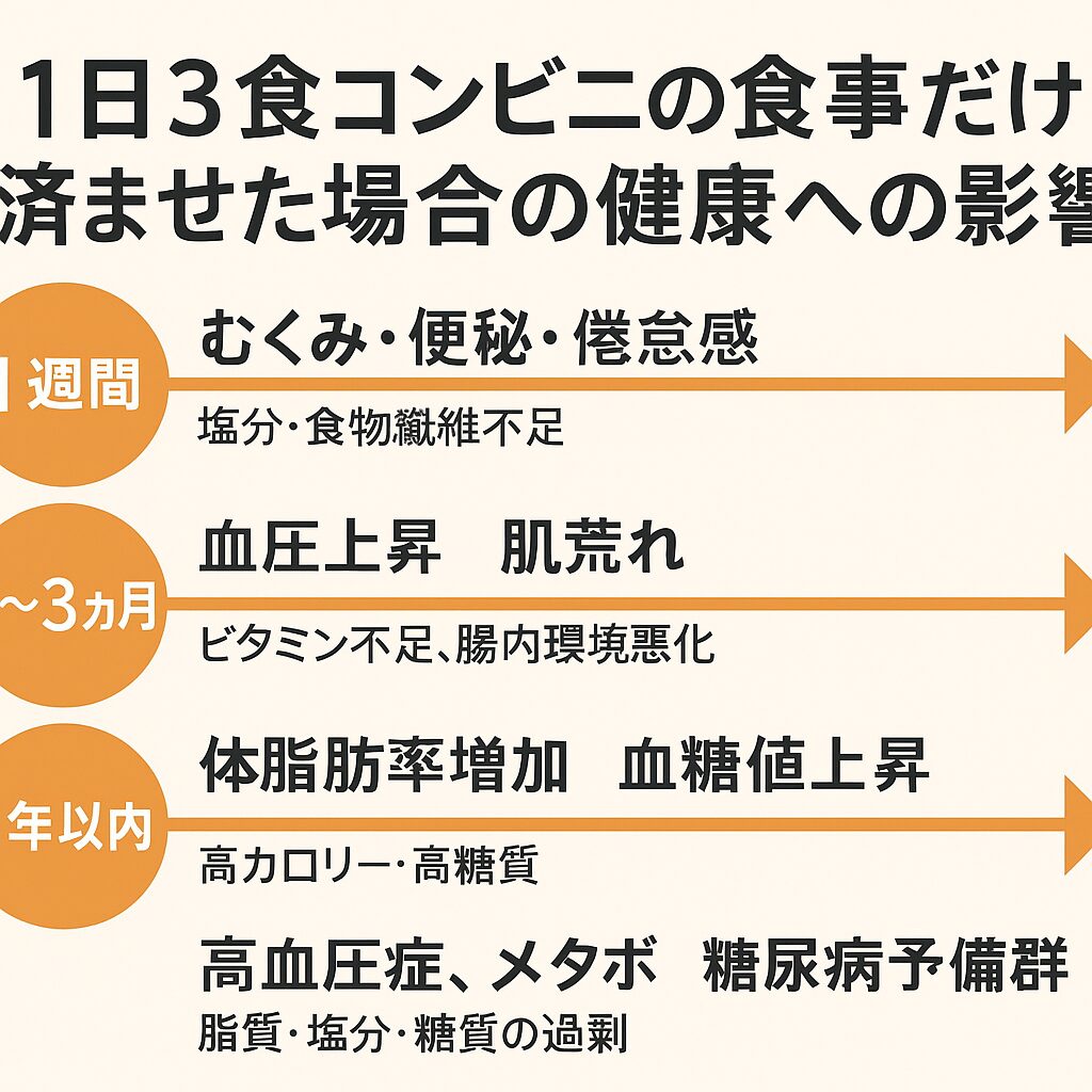 【AI警告】1日3食コンビニ食品だけを食べ続けたら何が起きる？健康リスクと発症しやすい病気を数値化。釣太郎