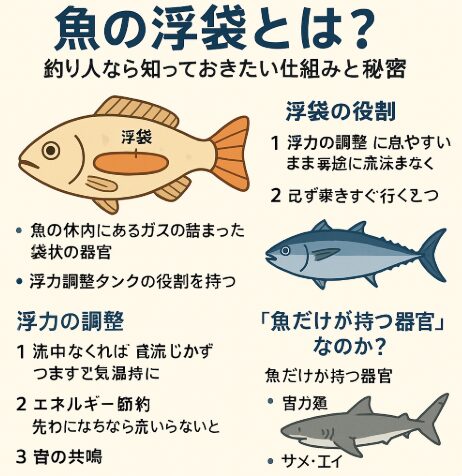 浮袋は魚が浮力を調整するための特別な器官。釣太郎