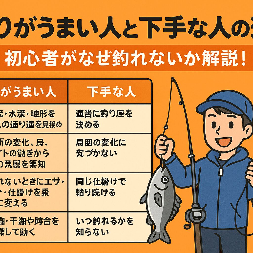 釣りがうまい人は「状況に応じた判断」と「観察力」を持っています。一方、下手な人は固定観念に縛られ、行き当たりばったりの釣りをしてしまいます。釣太郎