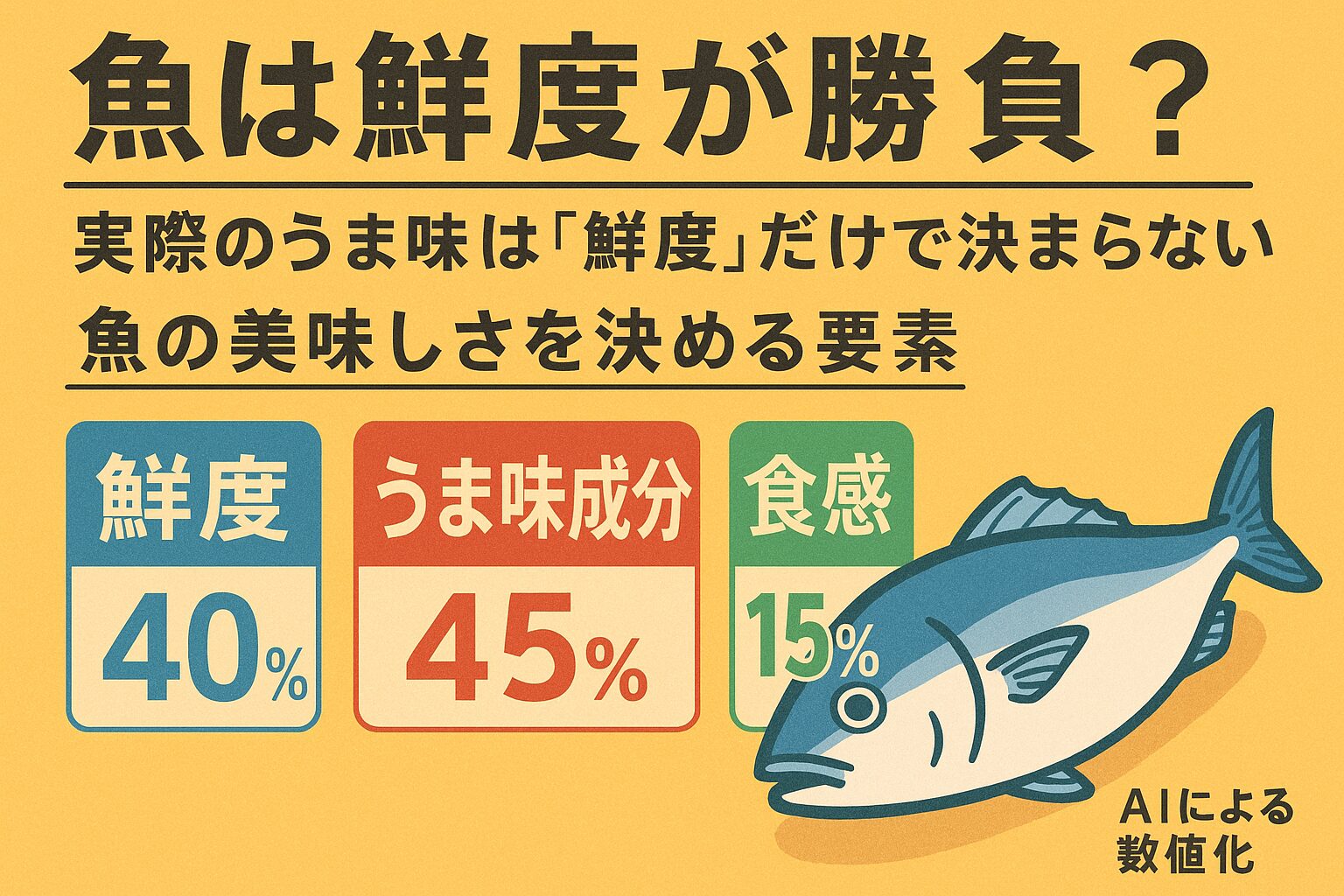 魚の美味しさは「鮮度40％、旨味45％、食感15％」で決まる。釣太郎