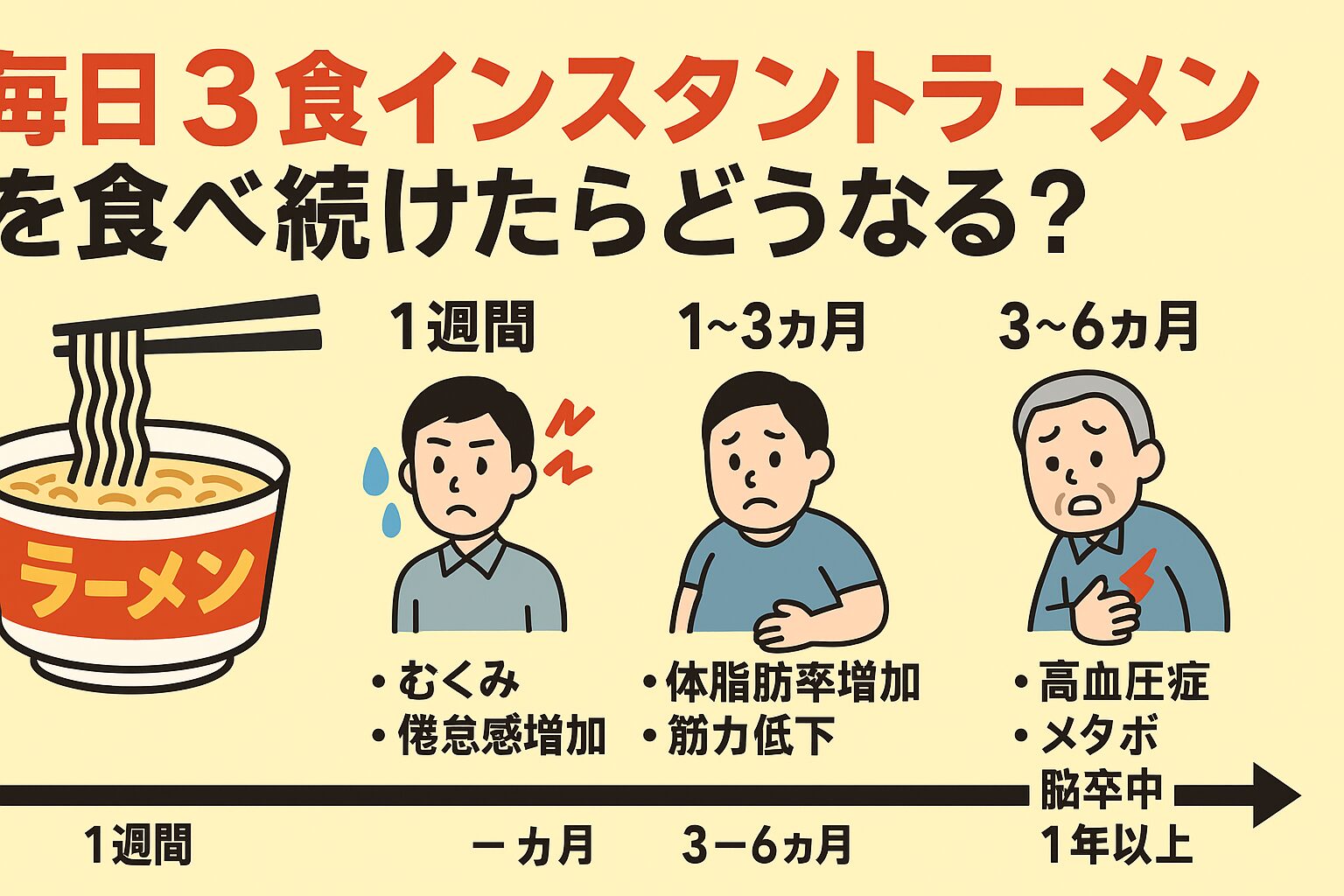 インスタントラーメンは美味しく手軽だが、高塩分・高脂質・低栄養が最大の弱点。釣太郎