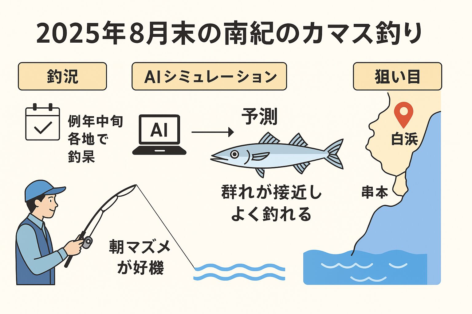 2025年 南紀のカマス釣り、8月末はいよいよ本格化！実釣データ × AI予測から読み解く狙い目」釣太郎
