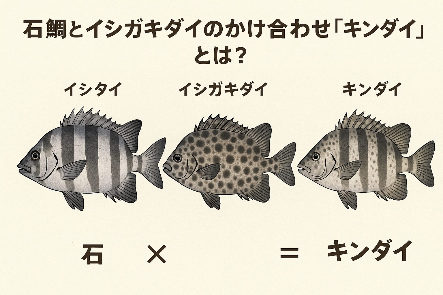 キンダイは近畿大学が人工的に生み出した交配種でありながら、自然界でもごく稀に確認される魚です。釣太郎